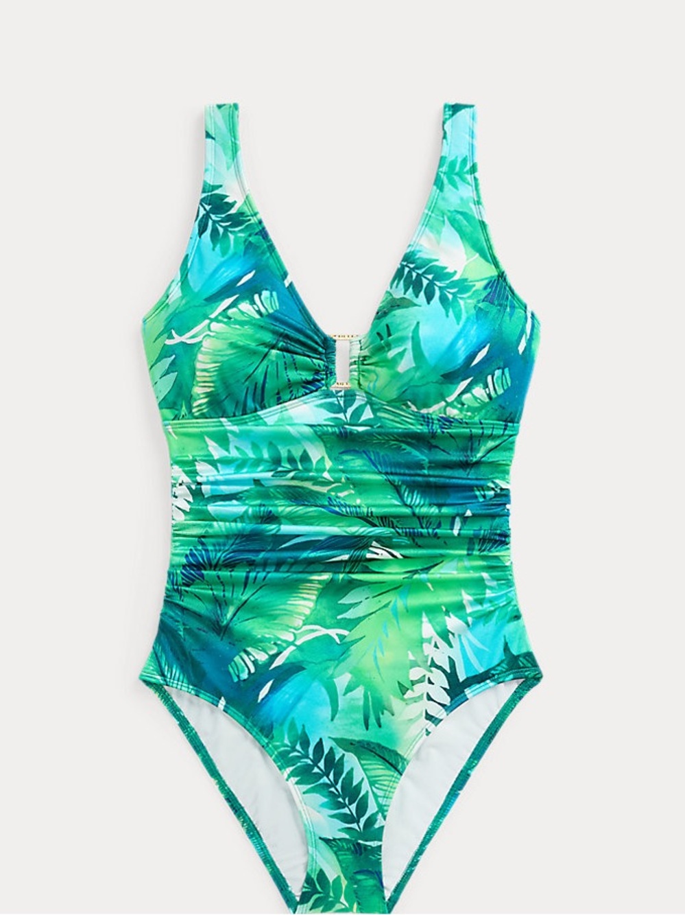 Print Shirred Ring-Front One-Piece
Lauren 10